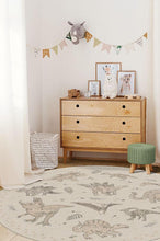 Load image into Gallery viewer, Dinosaur Parade Warm Grey Rug