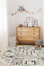 Load image into Gallery viewer, Robot Party Black & White Rug