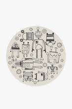 Load image into Gallery viewer, Robot Party Black &amp; White Rug
